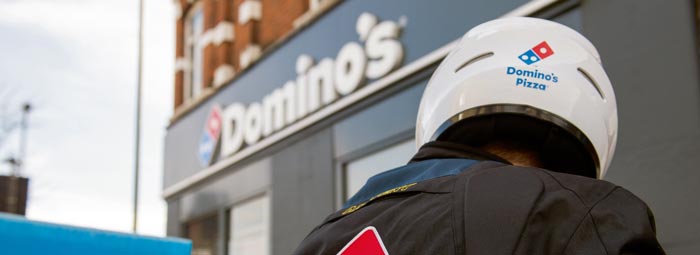 Domino's franchise pizza delivery man