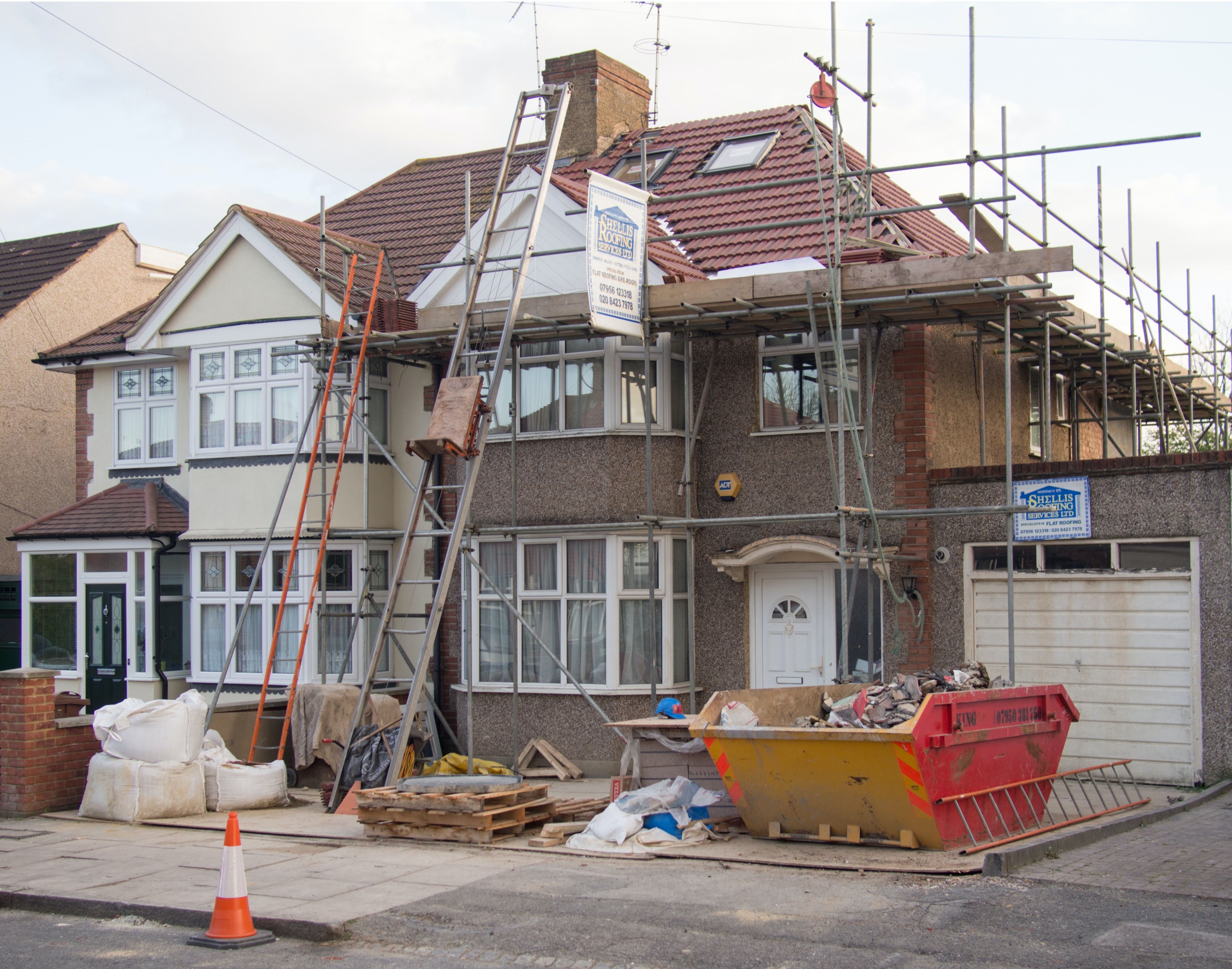 UK house scaffolded in home improvement effort